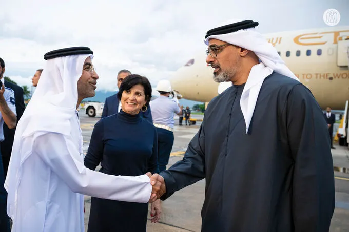 On behalf of the UAE President, Crown Prince of Abu Dhabi arrives